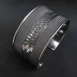 Drachensilber Armschmuck Edel Breit 34mm 925er Silber Armspange - Silber