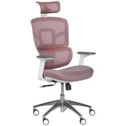 Carmen 7579 Ergonomischer Bürostuhl mit Netzrücken, Kopfstütze, 3D-Armlehnen und Alu-Fußkreuz – Rot