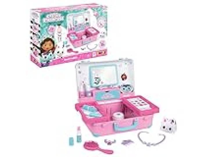 Smoby - Gabby et la Maison Magique - Valise Beauté - Coiffure + Onglerie + Maquillage Factice - 15 Accessoires - A Partir de 3 Ans - Fabrication Française