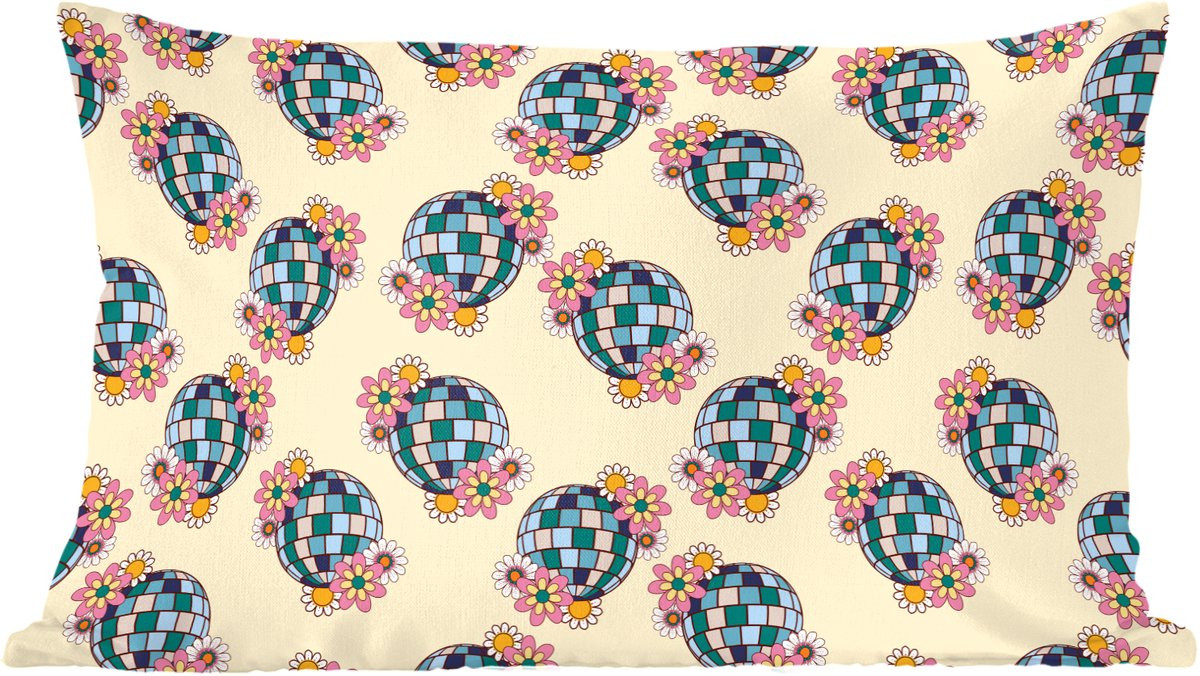 PillowMonkey Sierenkussen Retro Disco Bloemen Discobal B/D: 60 x 40 cm