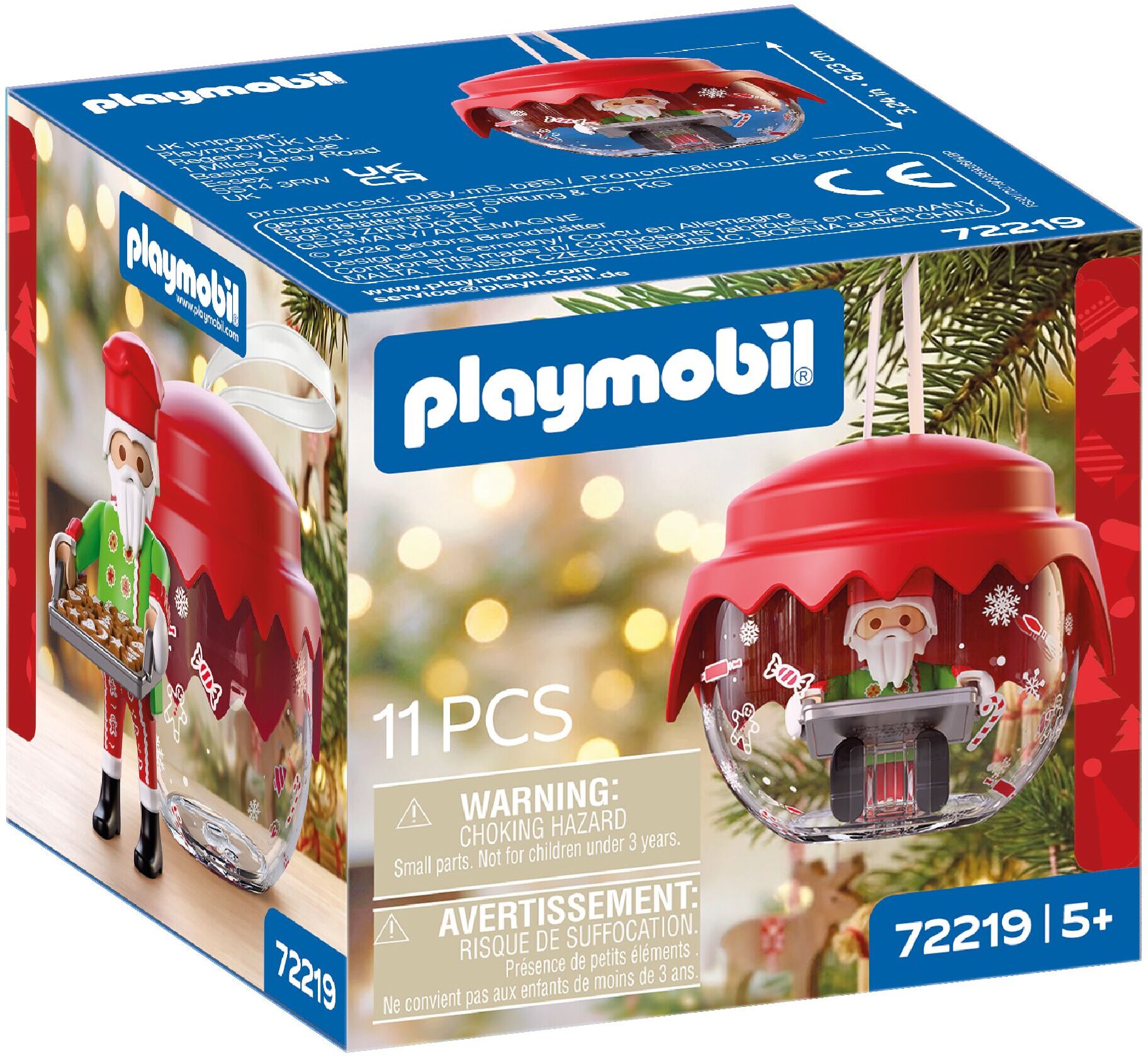 Konstruktions-Spielset PLAYMOBIL "Weihnachtskugel: Bäcker (72219), Christmas", rot (bunt), Spielbausteine, Kinder, Kunststoff, Konstruktions-Spielset