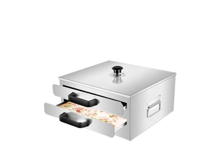 KELUNIS Reis Nudel Roll Steamer Maschine 2 Lagiger Dampfer, Edelstahl Square Vermicelli Roll Steamer Kantonesische Küche Kochgeschirr
