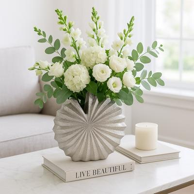 Sagebrook Home "Metal Vase Aluminum Decorative Accent Coastal Glam Style - 10"" Silver"