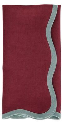 Set of 4 Rue Scalloped Linen Napkins - Antique Red - Ballard Designs