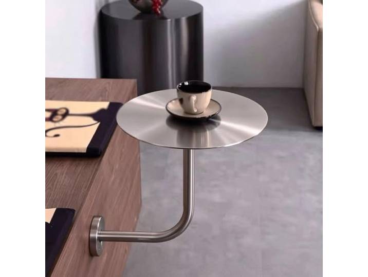 Runder Bartisch Wandmontage aus Edelstahl，L-FöRmiger Kleiner Beistelltisch Stainless Steel，Wall Mounted Desk，Wandmontierter Stehtisch für Gastronomie, Platzsparender runder Stehtisch(A,35cm/13.7in)