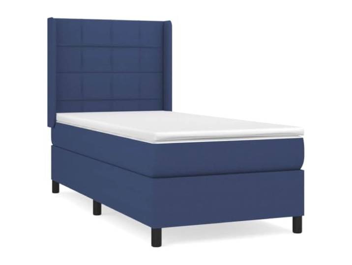 PUGYNBK Boxspringbett, Stoffmatratze, Blau, 80 x 200 cm Verstellbares Kopfteil, Taschenfedern, mittlere Festigkeit, atmungsaktiv