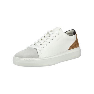Sneaker GEOX "Geox Sneaker Leder", Herren, Gr. 41, braun (weiß, braun), Leder, Schuhe Sneaker