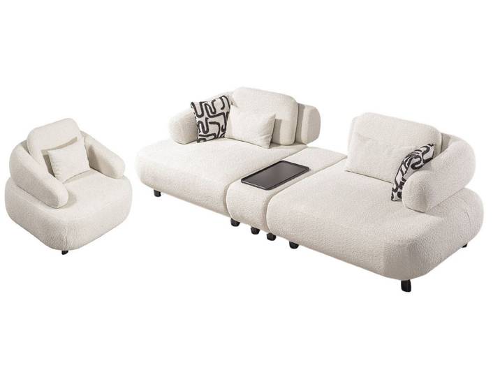 Villa Möbel Polstergarnitur Barcelona, (Set, Set besteht aus: 4 Sitzer+Sessel), Hand Made Qualtiy, pflegeleichter Mikrofaserstoff