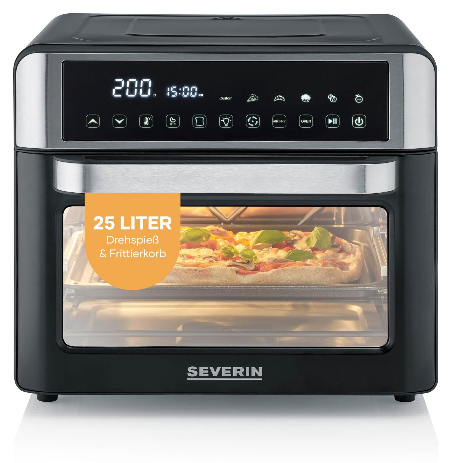 Severin 2-in-1 toasteroven en heteluchtfriteuse met 25 liter inhoud en LED-display