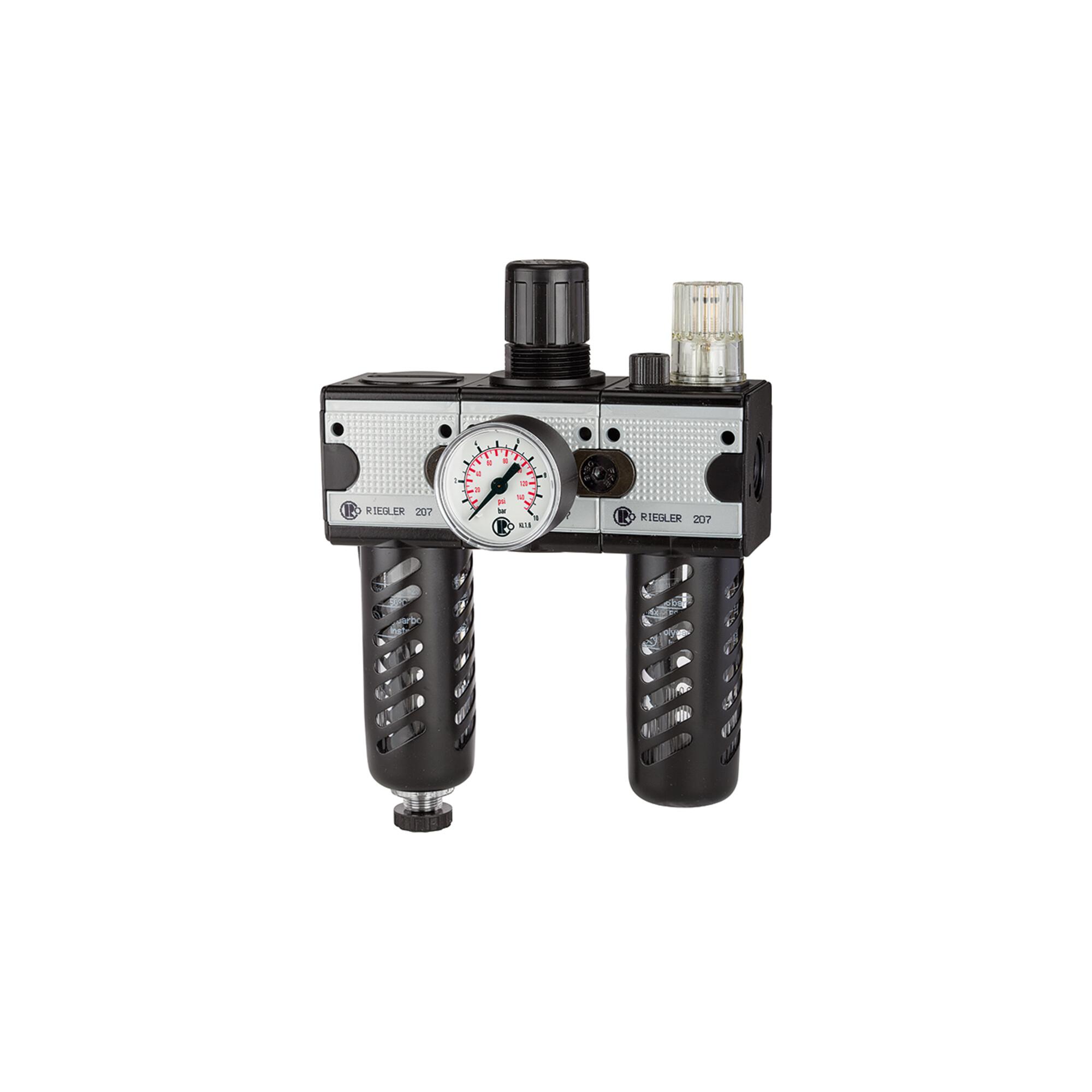 Riegler Wartungseinheit 3-tlg. »multifix«, PC-Beh., Schutzkorb, BG1, G1/4 (FRL 11 S)