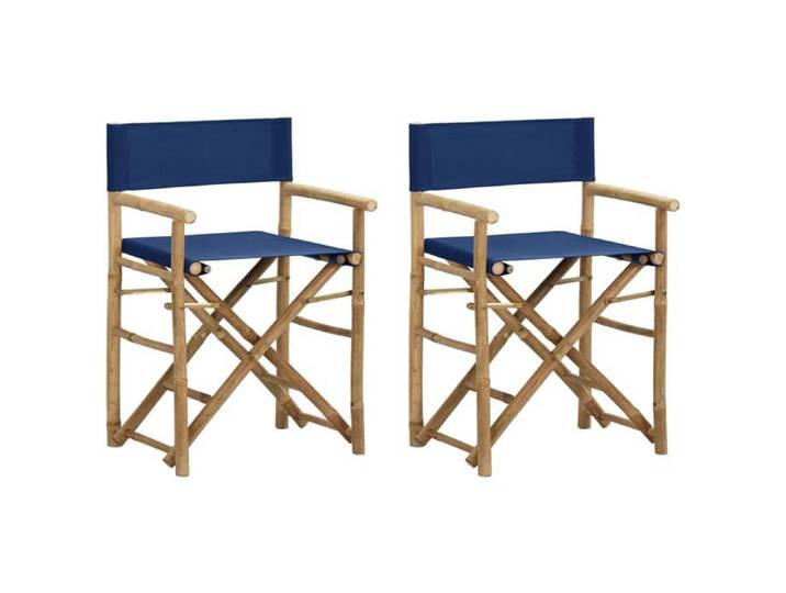 Bonne qualité - Chaises pliables de directeur - lot de 2 - Bleu Bambou et tissu 60x45x88 cm - pour Cour Balcon DECO M5255827