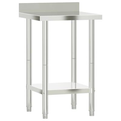 Helloshop26 - Professioneller Küchenarbeitstisch mit Spritzschutz 55 x 55 x 93 cm Edelstahl