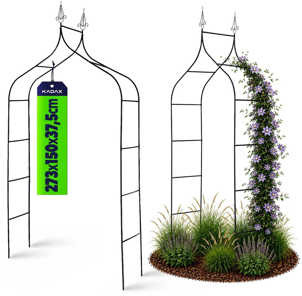 KADAX Tuinboog van ijzer voor klimplanten en rozen, weerbestendige pergola en rankrooster
