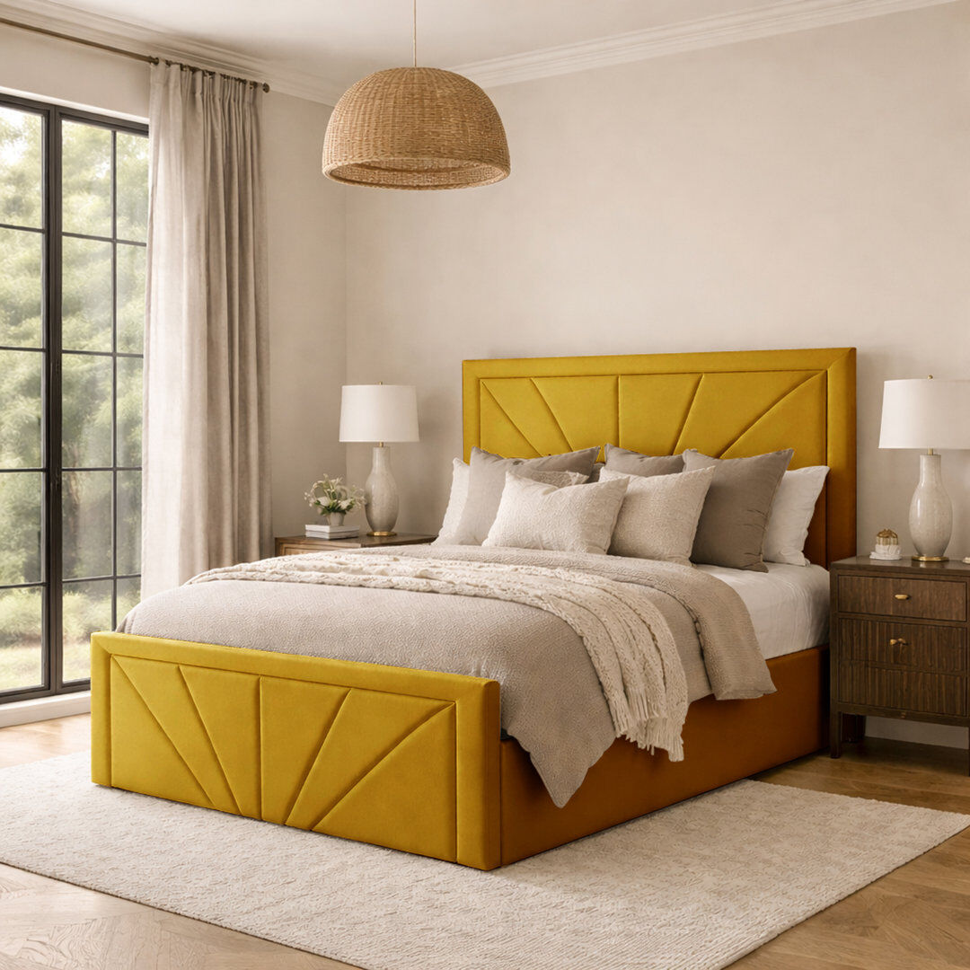 17 Stories Phoenix Upholstered Storage Bed Frame Turmeric Single (3')