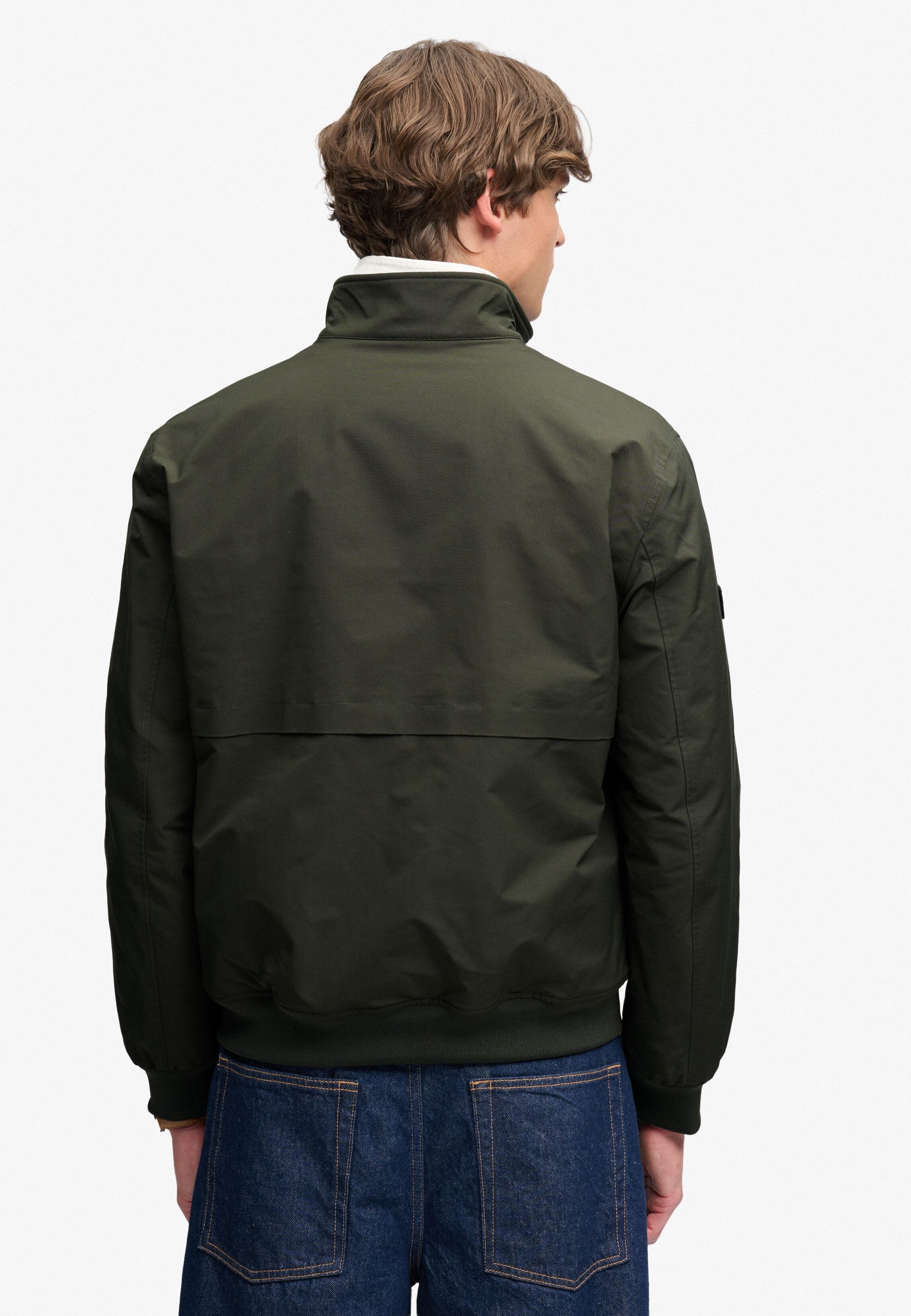 Blouson SUPERDRY "CAMPUS PADDED HARRINGTON JKT", Herren, Gr. L, grün (surplus goods olive grün), Web, Obermaterial: 100% Polyester, unifarben, relaxed fit normal, Bündchen, Jacken Blouson, Kunstfaser, relaxed fit surplus goods olive grün L