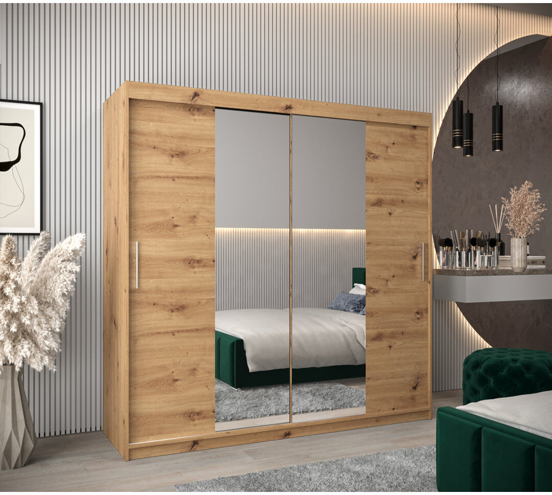 Brayden Studio Atoria 2 Door Wardrobe Artisan Oak 200cm W X 62cm D