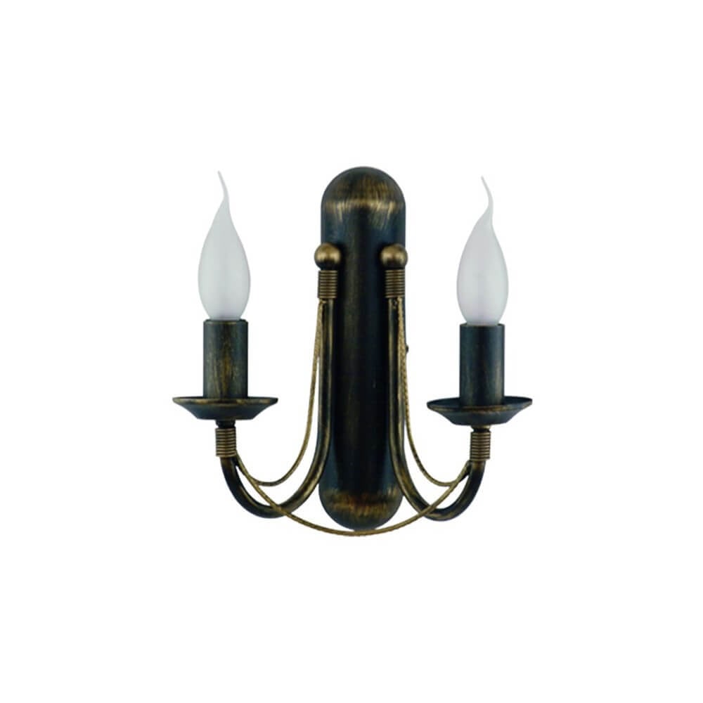Lyora Ares 2-lichts wandlamp met metaal en glas in zwart, goud/messing of geel