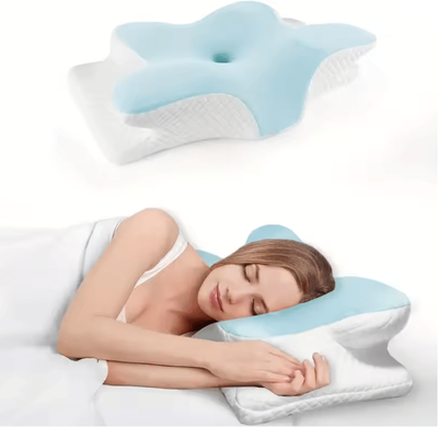 Inspire Essentials ButterflyRest Memory Foam Cervical Pillow sky Blue