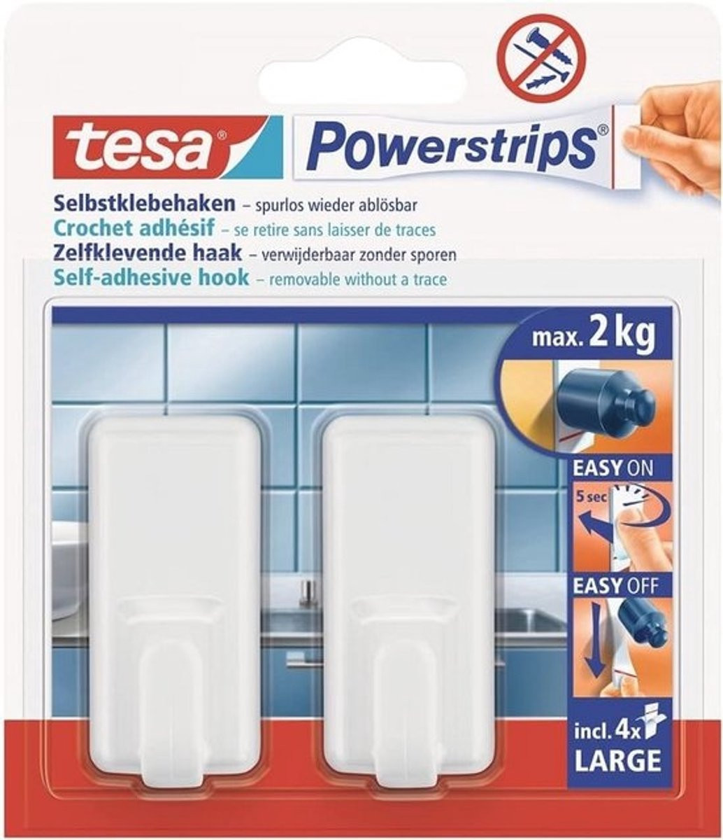 Zelfklevende wandhaken Large Wit voor Badkamer en Keuken