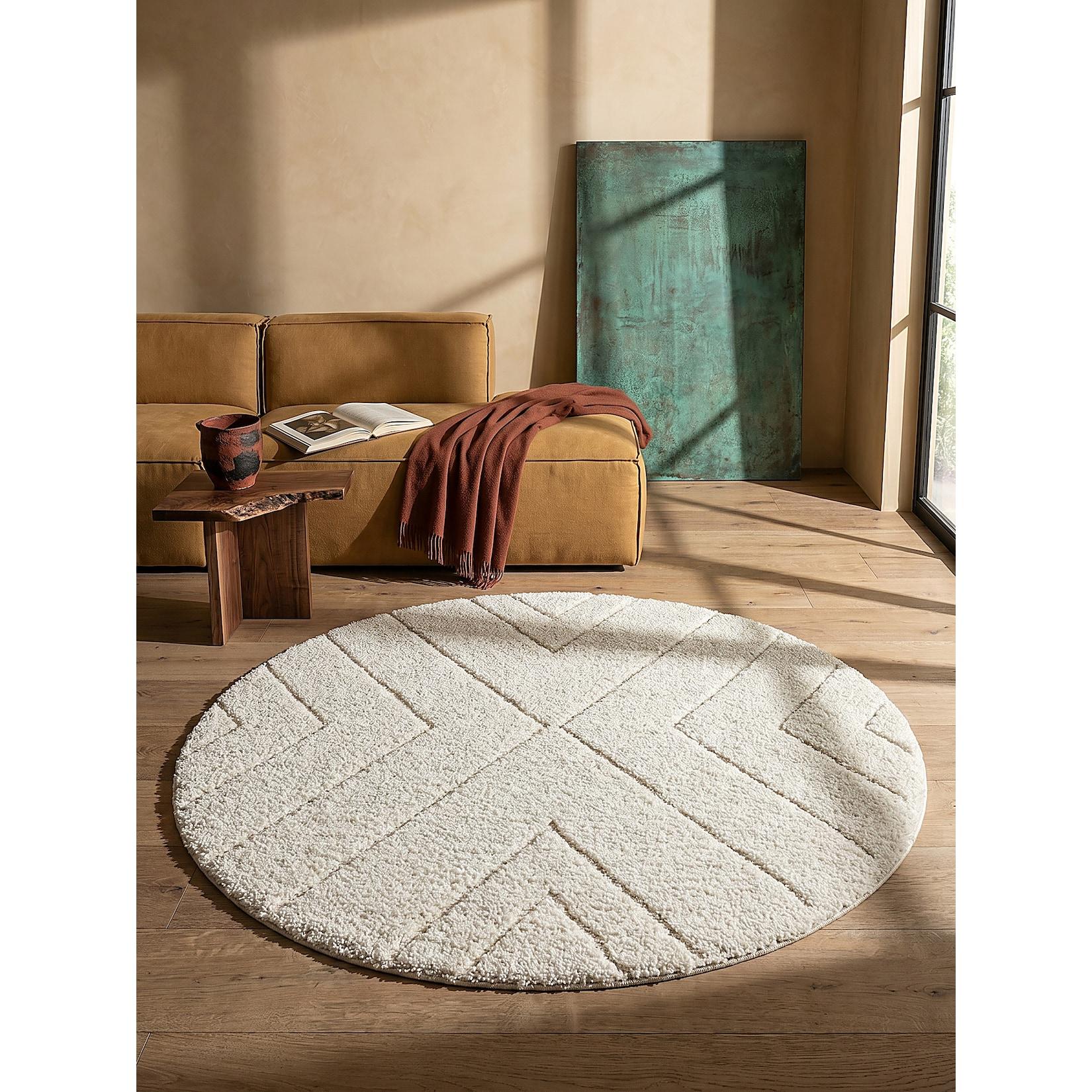 Shaggy-Teppich Polypropylen Creme 160x160 cm - ATRIO Kadima Design