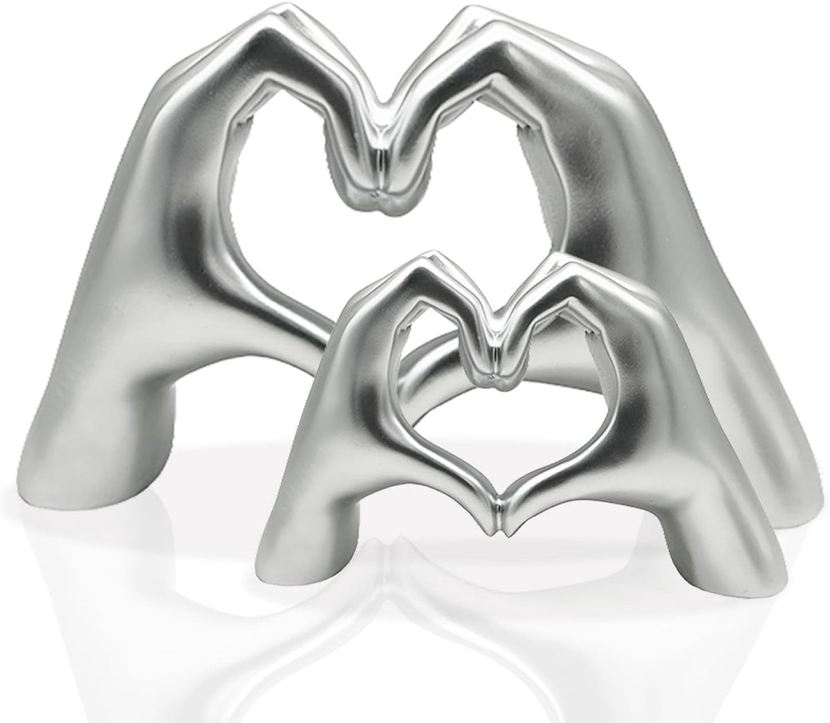 Liefde Hand Beeld - Symbolische Sculptuur voor Interieur Decoratie - Zilver - Breedte: 24.5 cm