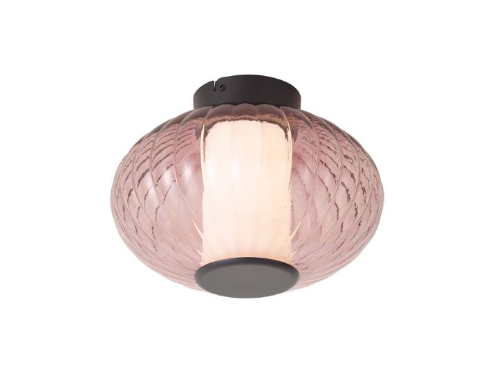 Plafonnier design noir 28 cm avec verre violet et LED à intensité
