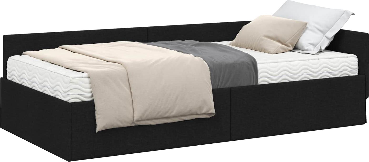 Eckbettgestell mit Matratze 2 stk. Schwarz 90 x 190 cm Stoff