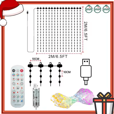 Inspire Curations Smart Color Changing Music Sync Curtain Lights 2mx2m 400led 1pc curtain Light