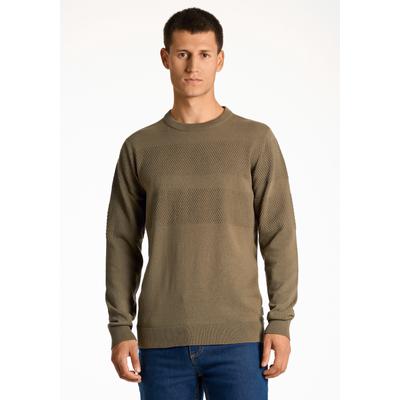 Strickpullover LINDBERGH "Strickpullover Relaxed Fit", Herren, Gr. XL, grün (army), Obermaterial: 100% Baumwolle, Rundhals, Pullover Strickpullover