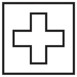 Aufkleber I Türschild Piktogramm Erste-Hilfe-Raum, Folie, selbstklebend, 150x150mm