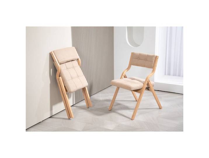 Chaise Pliante Rembourrée en Bois Portable Kaki - Lot de 2 pour Bureau Cuisine Événement - Dimensions 48x61x77cm