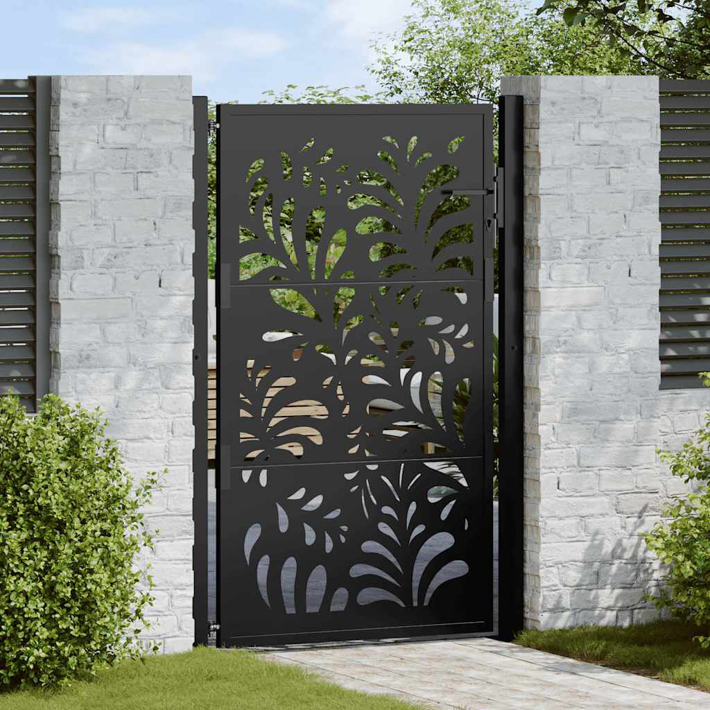 Ivy Bronx Weathering Steel Gate Black 105 x 155 cm