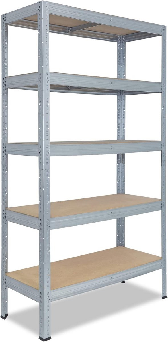Metalen Stellingkast met 5 stevige Legborden, Verzinkt Opslagrek, B/D/H: 70 x 45 x 180 cm