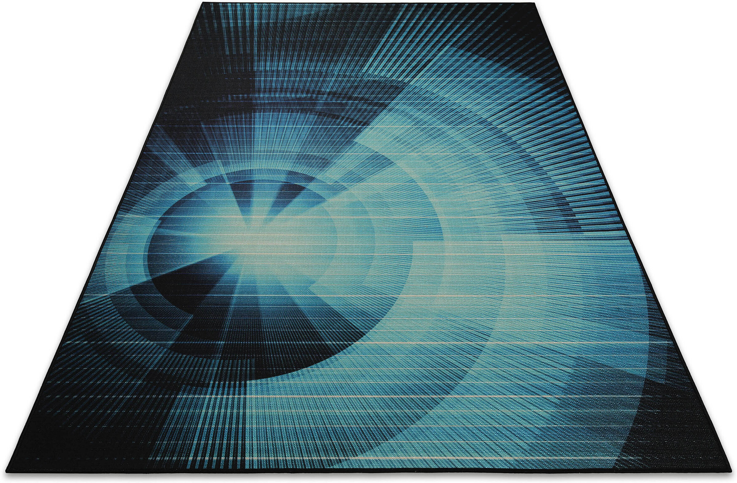 Teppich WECON HOME "Cyber Swirl", blau, B:160cm H:5mm L:230cm, Polyester, Teppiche, Teppich, Gamer Teppich, gewebt, Cyberpunk, robust, Gaming Room, rutschfest blau B : 160cm 1 Stk., 5mm, L: 230cm