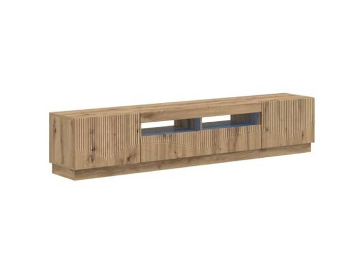 GKHPYURE TV-Schrank LED 3 Stück Eiche Handwerk Holz Engineered Holztechnik, verstellbare LED, 90° umkehrbare Türen, platzsparendes Design, feuchtigkeitsbeständig