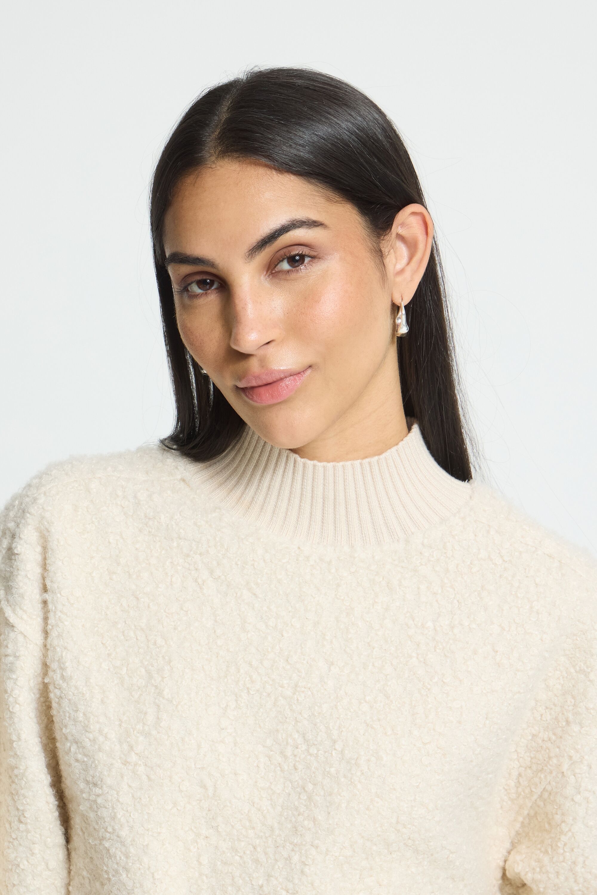 Strickpullover ICHI "Damen Strickpullover langarm IHCURLEY", Damen, Gr. XXL, blau (birch), Obermaterial: 100% Polyester PES., Pullover Strickpullover