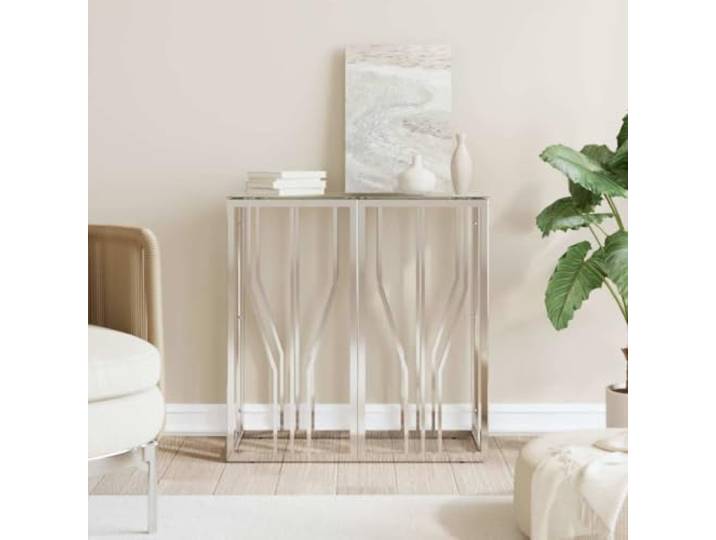 NKOPPFG Konsolentisch 70x30x70 cm Edelstahl und Glas Vielseitig nutzbar, korrosionsbeständig, stabil, mit Wandhalterung, modernes Design