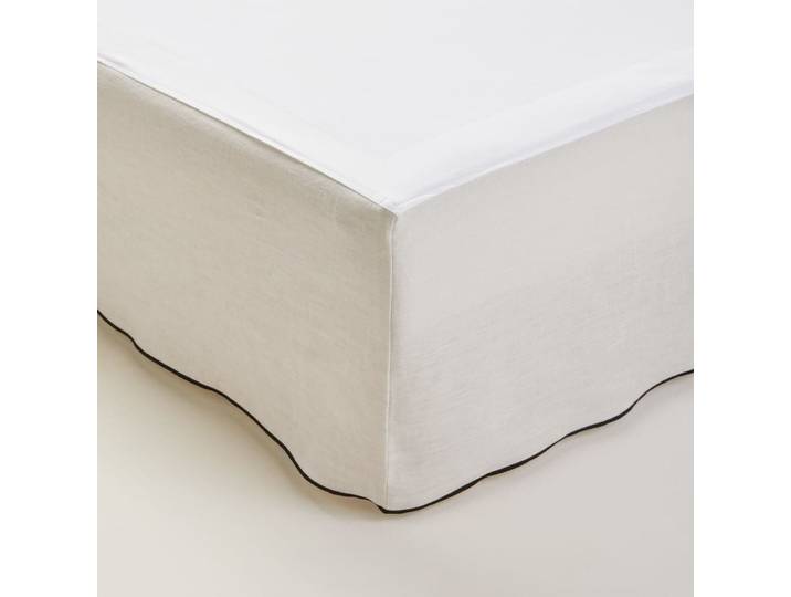 Cache sommier en lin beige 90x200 cm