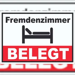 HB-Druck Fremdenzimmer BELEGT Aufkleber A4 (210x297mm)