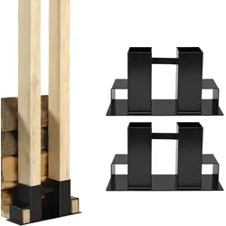Baumarktplus Holzstapelhilfe 2er Set Halterung 34 x 10 cm lackierter Stahl schwarz Holzstapelhalter