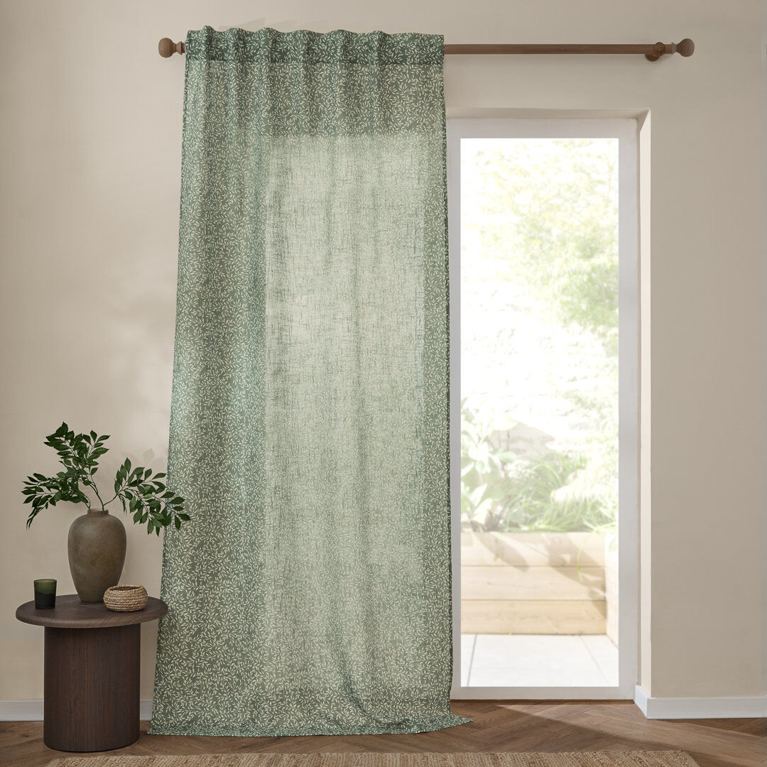 Yard Perrie Leaf Sheer Single Curtain Panel Green 290cm Width x 250cm Drop