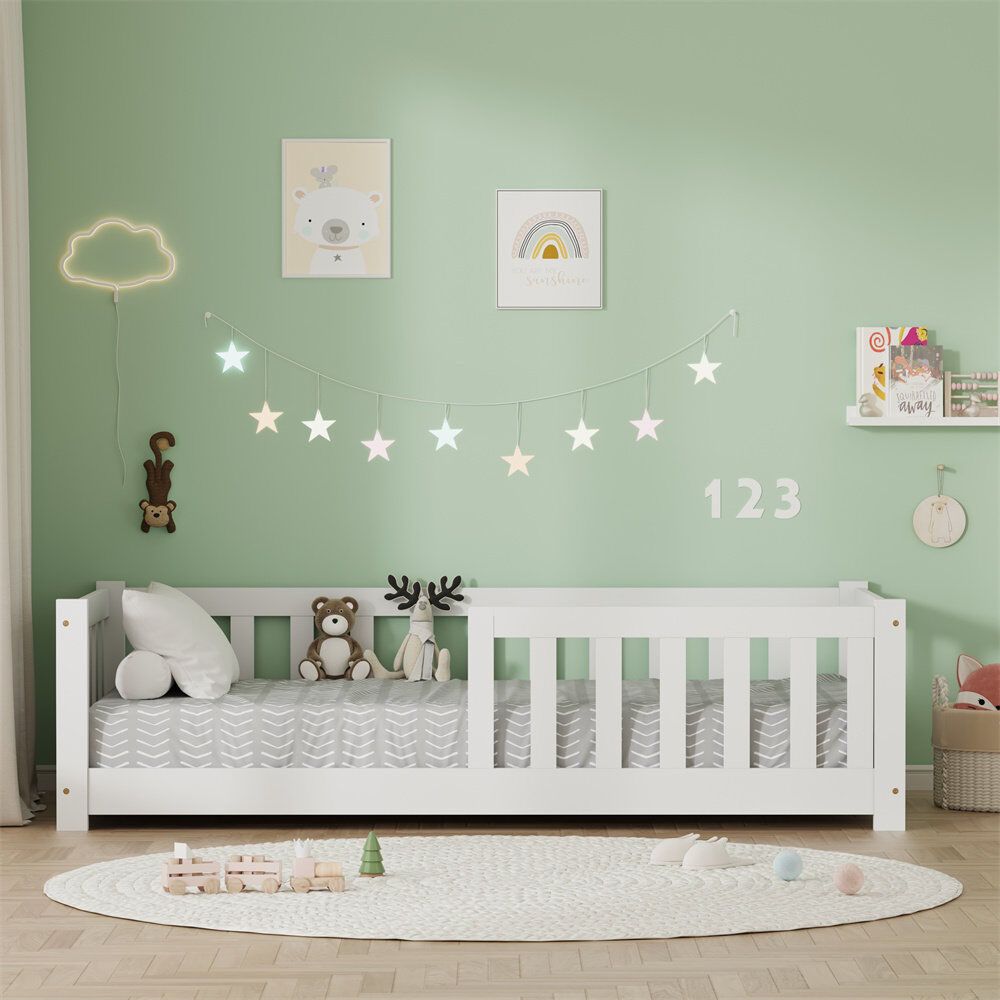 FurnitureHMD European Toddler (80 x 160cm) Kids Bed White