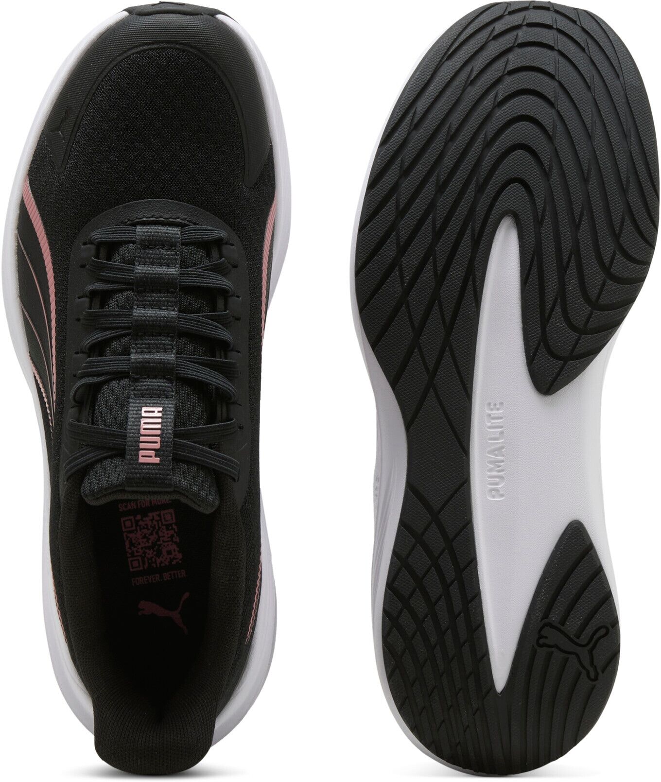 Laufschuh PUMA "DASHER LITE SLIPTECH", Gr. 40,5, Textil, schwarz (puma schwarz, dusky rosewood, puma weiß), Schuhe Laufschuh, für einfaches An- und Ausziehen