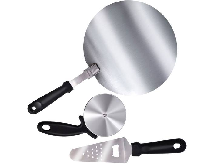 Pizza Set 3-tlg. aus Edelstahl, rostfrei: Pizzaschaufel, Pizzaschneider, Pizzaheber