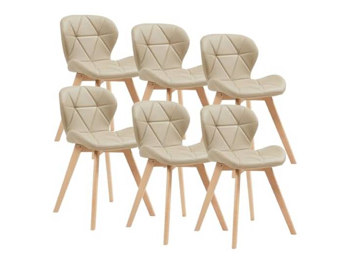 [en.casa] Esszimmerstuhl Älmhult 6-er Set 78x47x52 cm Kunstleder Buche Stühle Wohnzimmerstuhl Küchenstuhl Beige