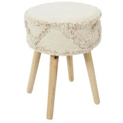 NATURN LIVING Runder Hocker mit Boho-Design - ø 30 x 41 cm - Beige
