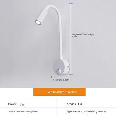 Friendly Fresh Finds Flexible LED Reading Wall Lamp With Gooseneck Adjustable Bedside Light And Switch white