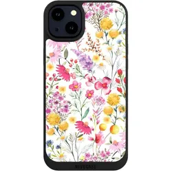 Nivocase Handyhülle für Apple iPhone 14 Plus Hülle NIVOpure Case Schwarz Blumen Frühling Muster (Apple iPhone 14 Plus), Smartphone Hülle, Schwarz
