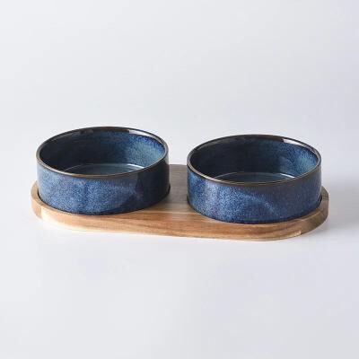 Uplift Treasures Elevated Ceramic Cat Food Bowl c(2pcs) 13cm 400ml