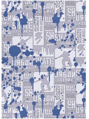 Nourison Imagination Indoor only Blue Skateboard Graphic Area Rug